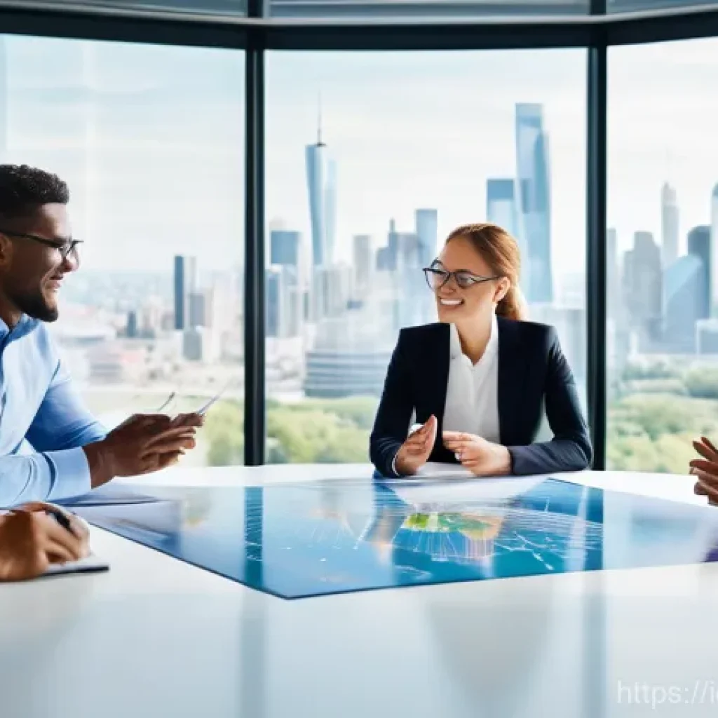 국제커뮤니케이션 관련 연수 프로그램 - **Image Prompt 1: Global Business Collaboration**
A diverse group of five professionals, dressed...